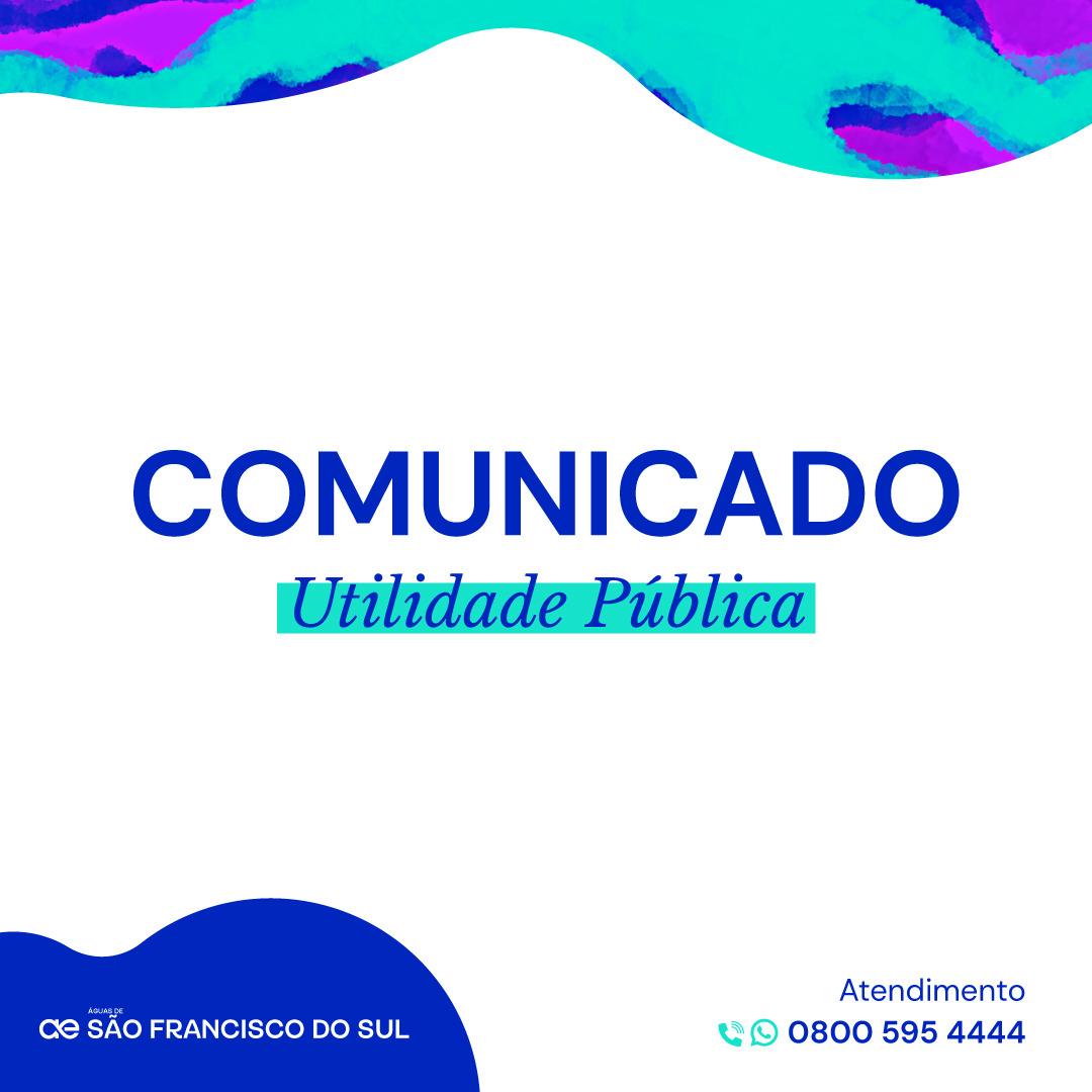 COMUNICADO: Desligamento programado da Celesc pode afetar abastecimento em parte do bairro Acaraí em São Francisco do Sul, domingo 28